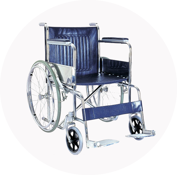 Кресло-коляска с ручным приводом (с фиксированными подлокотниками и откидными подножками)