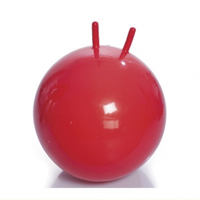 Гимнастический мяч детский с рожками, с насосом, 55см (красный) изображение
