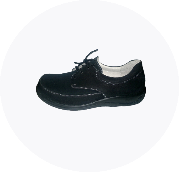 Обувь ортопедическая женская, закрытая на шнурках (нубук + стрейч) изображение