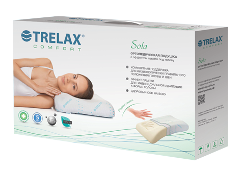 Ортопедическая подушка Trelax Sola П30 с эффектом памяти упаковка изображение